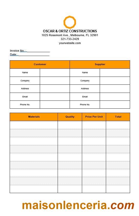 Podstawowy szablon faktury budowlanej w formatach Word i PDF